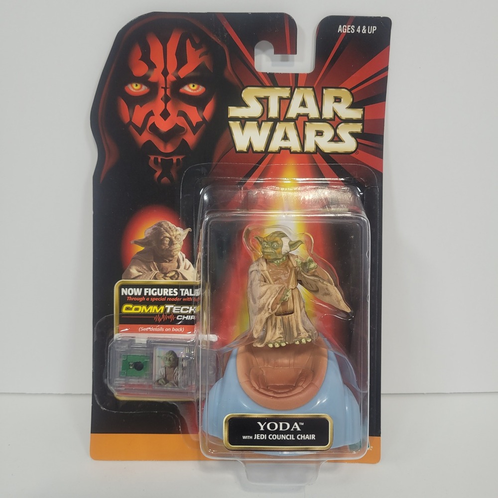 Star Wars Episode 1 Yoda with Jedi Council Chair CommTech Chip Hasbro 1998 New